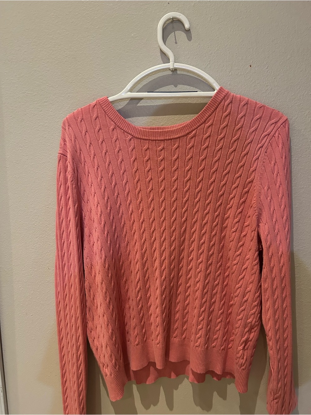 H&M Pink Cable-Knit Crewneck Sweater